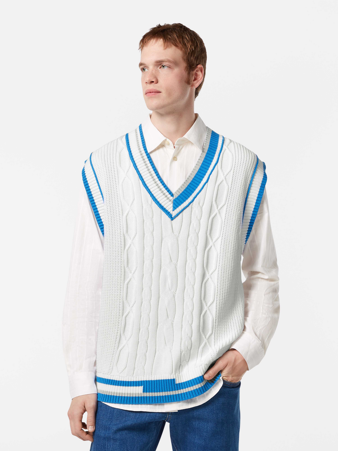 Cable Knit V-Neck Vest