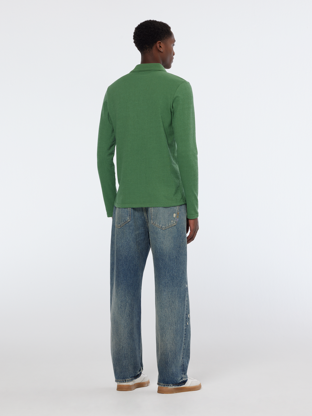 Relaxed Fit Long Sleeve Front Pocket Polo