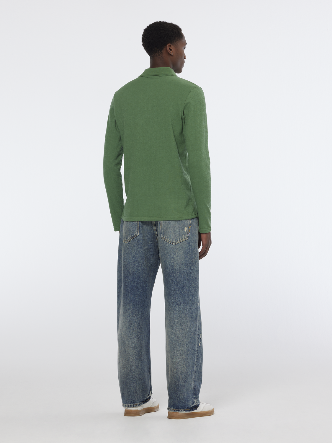 Relaxed Fit Long Sleeve Front Pocket Polo