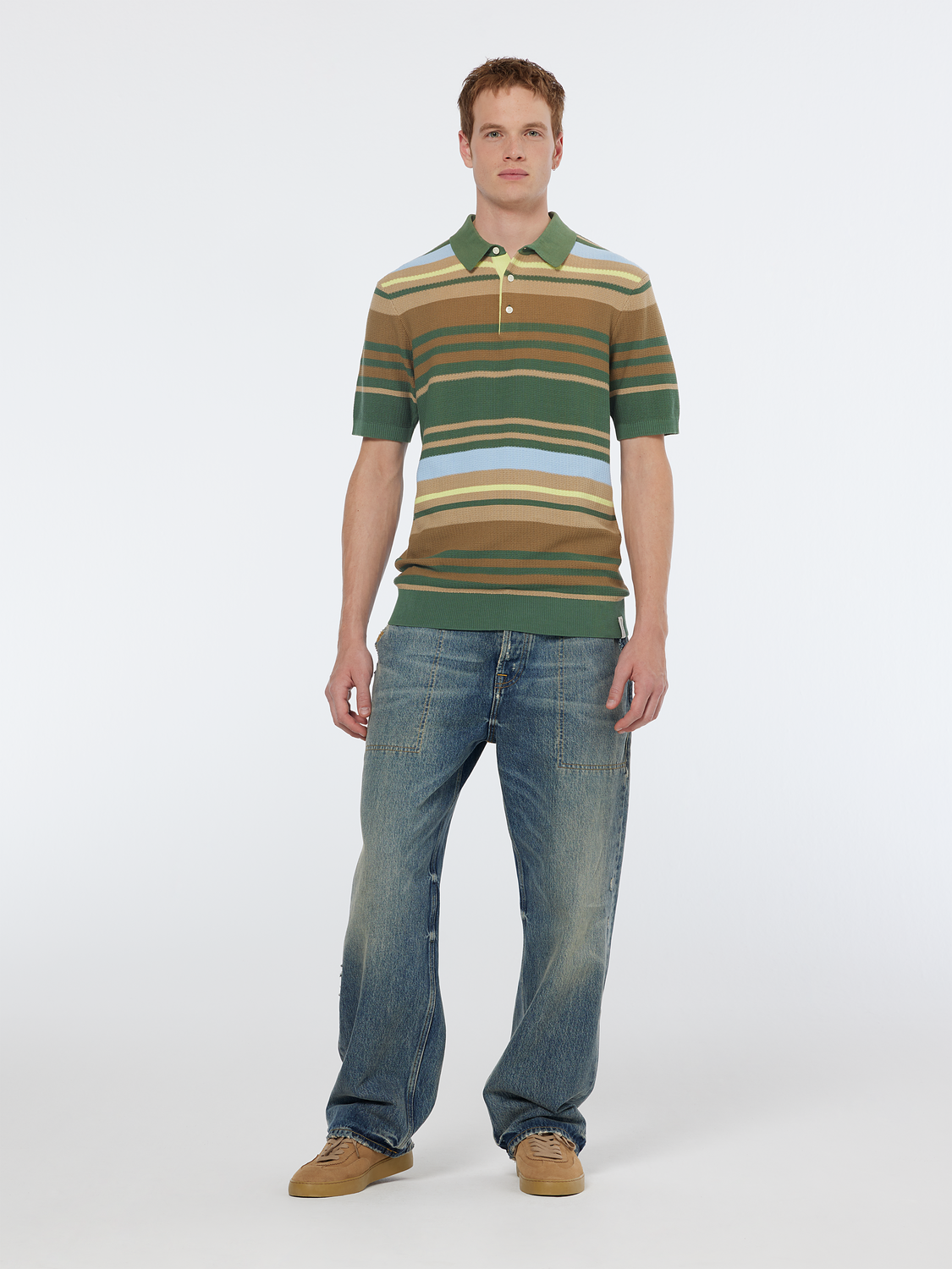 Structured Knit Striped Polo