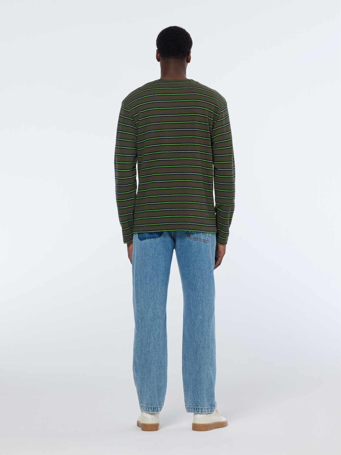 Relaxed Fit Textured Stripe Long Sleeve T-Shirt