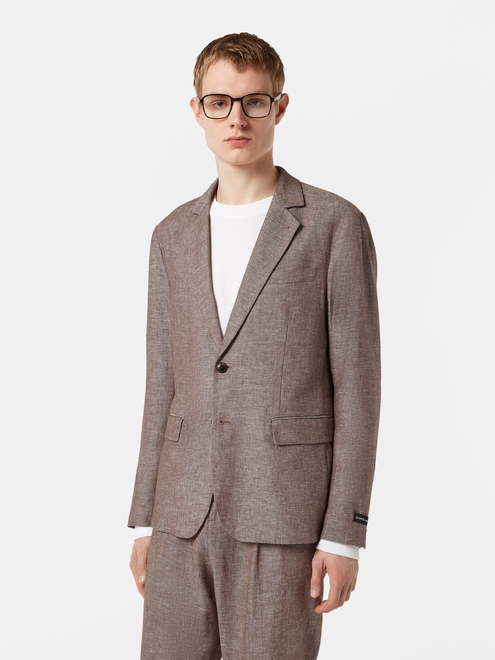 Single-Breasted Cotton-Linen Blazer