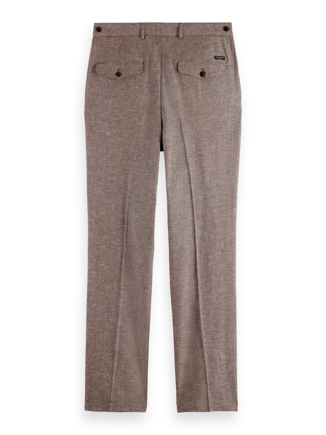 Pleated Straight Cotton-Linen Twill Chino