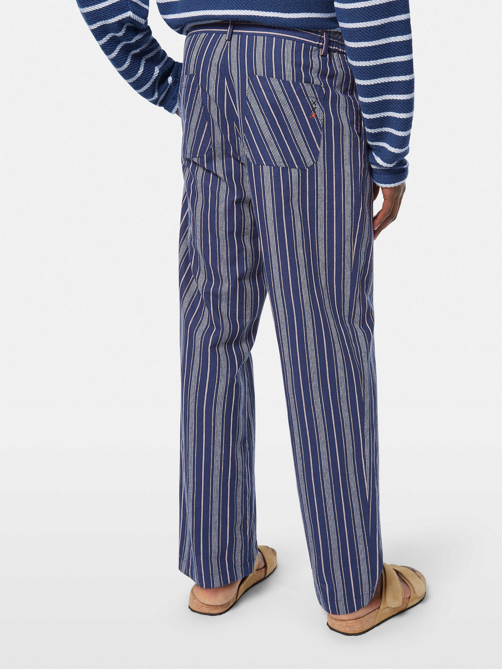 Pleated Relaxed Striped Linen-Blend Jogger
