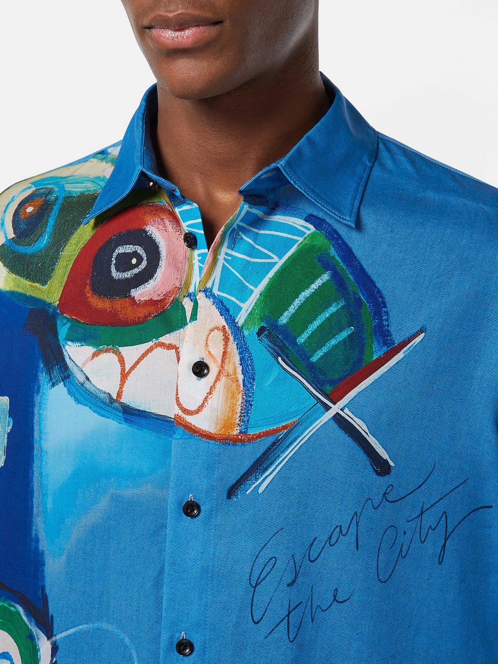 Abstract Island Printed Relaxed-Fit Shirt