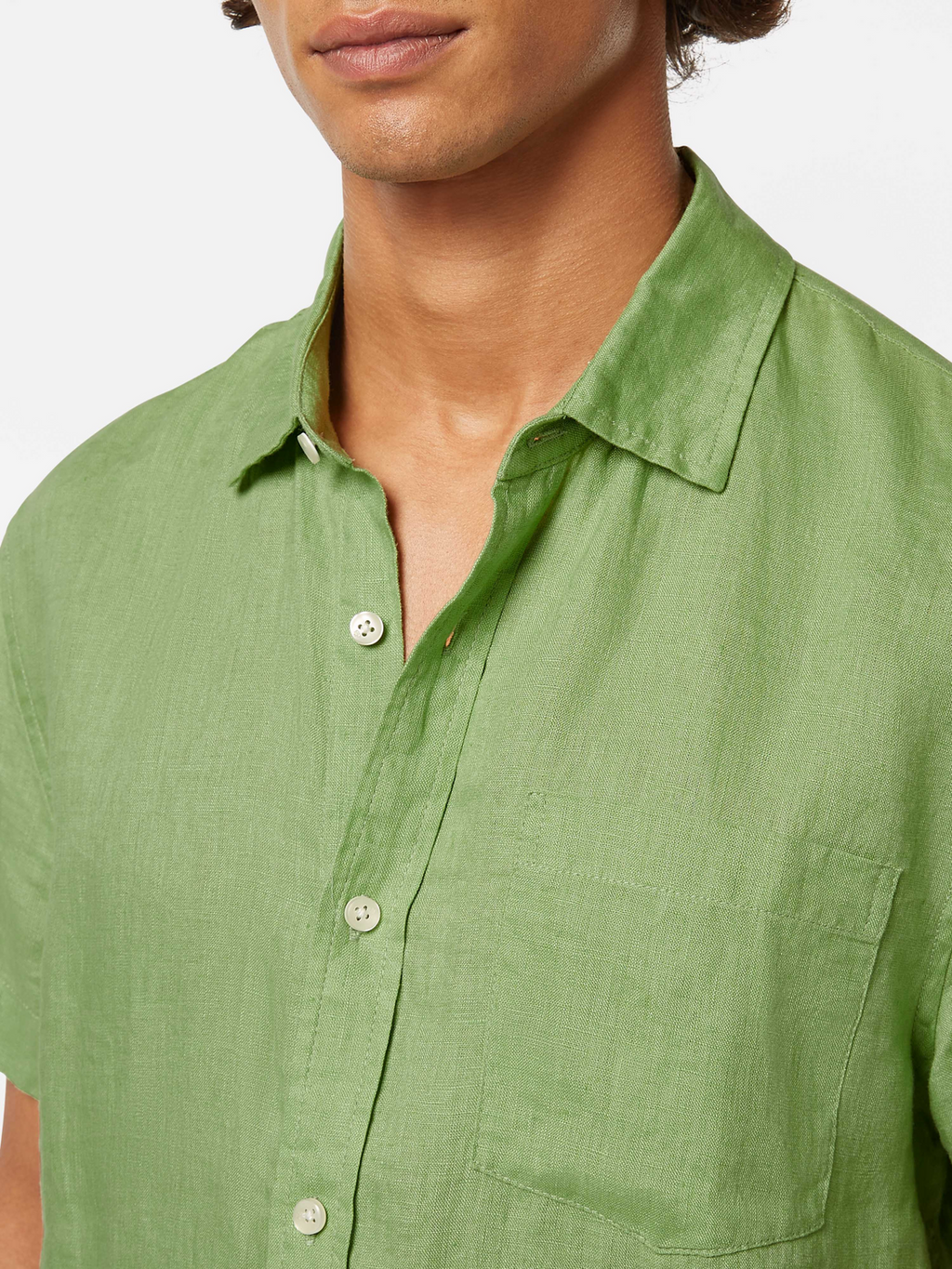 Regular Fit Linen Short Sleeve Button Down Shirt