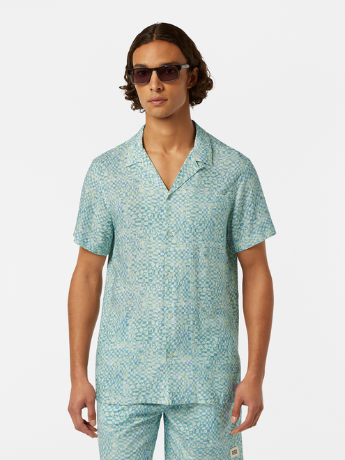 Printed Short Sleeve Regular-Fit Viscose Shirt