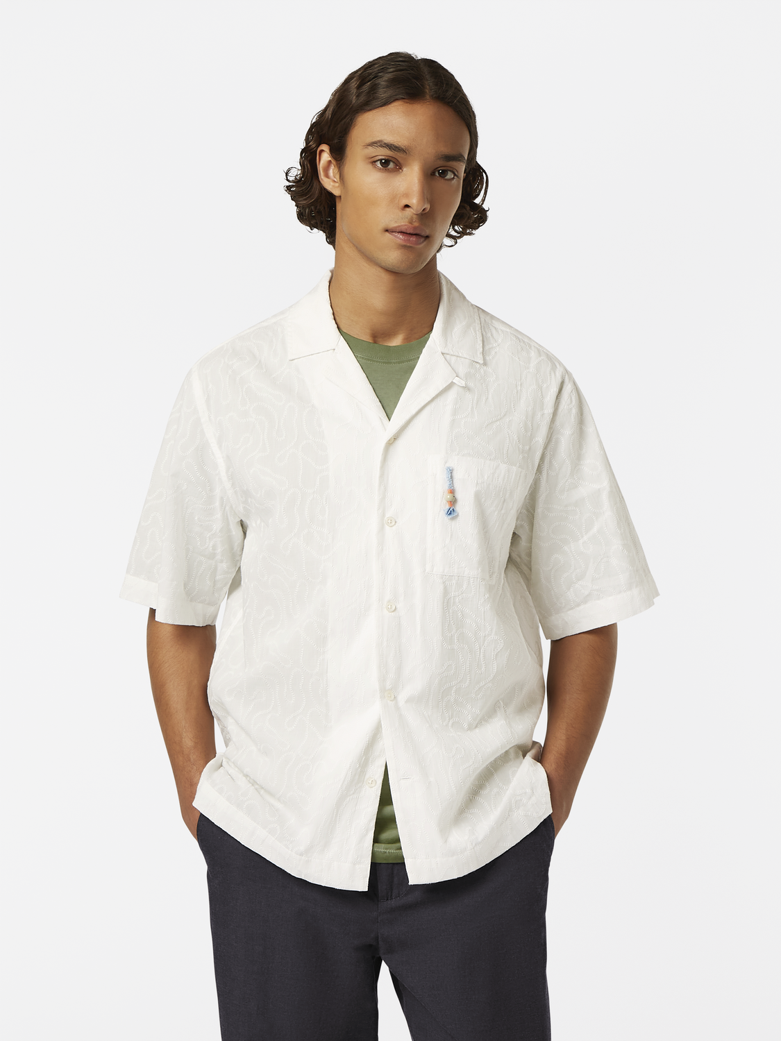 Embroidered Short Sleeve Relaxed-Fit Shirt