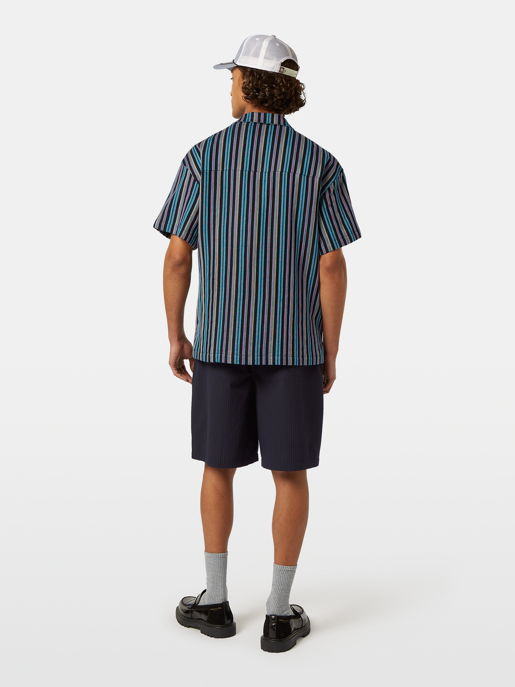 Striped Short Sleeve Relaxed-Fit Jacquard Shirt