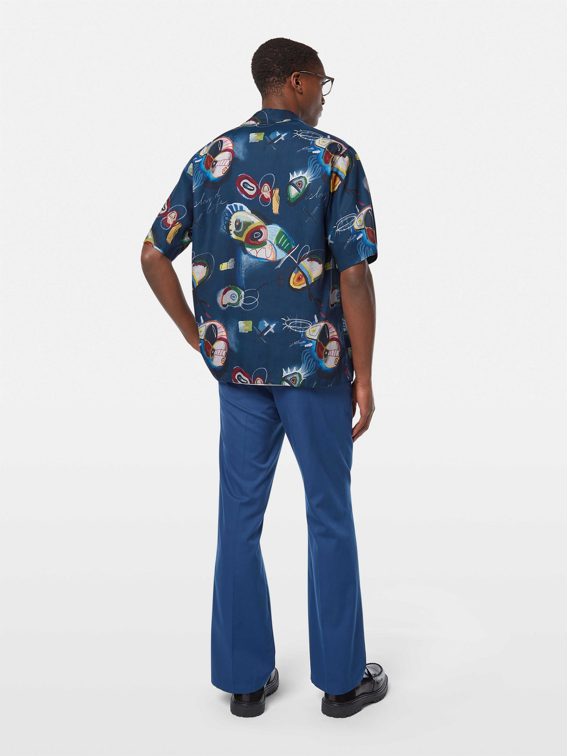 Abstract Island Short Sleeve Relaxed-Fit Tencel Shirt