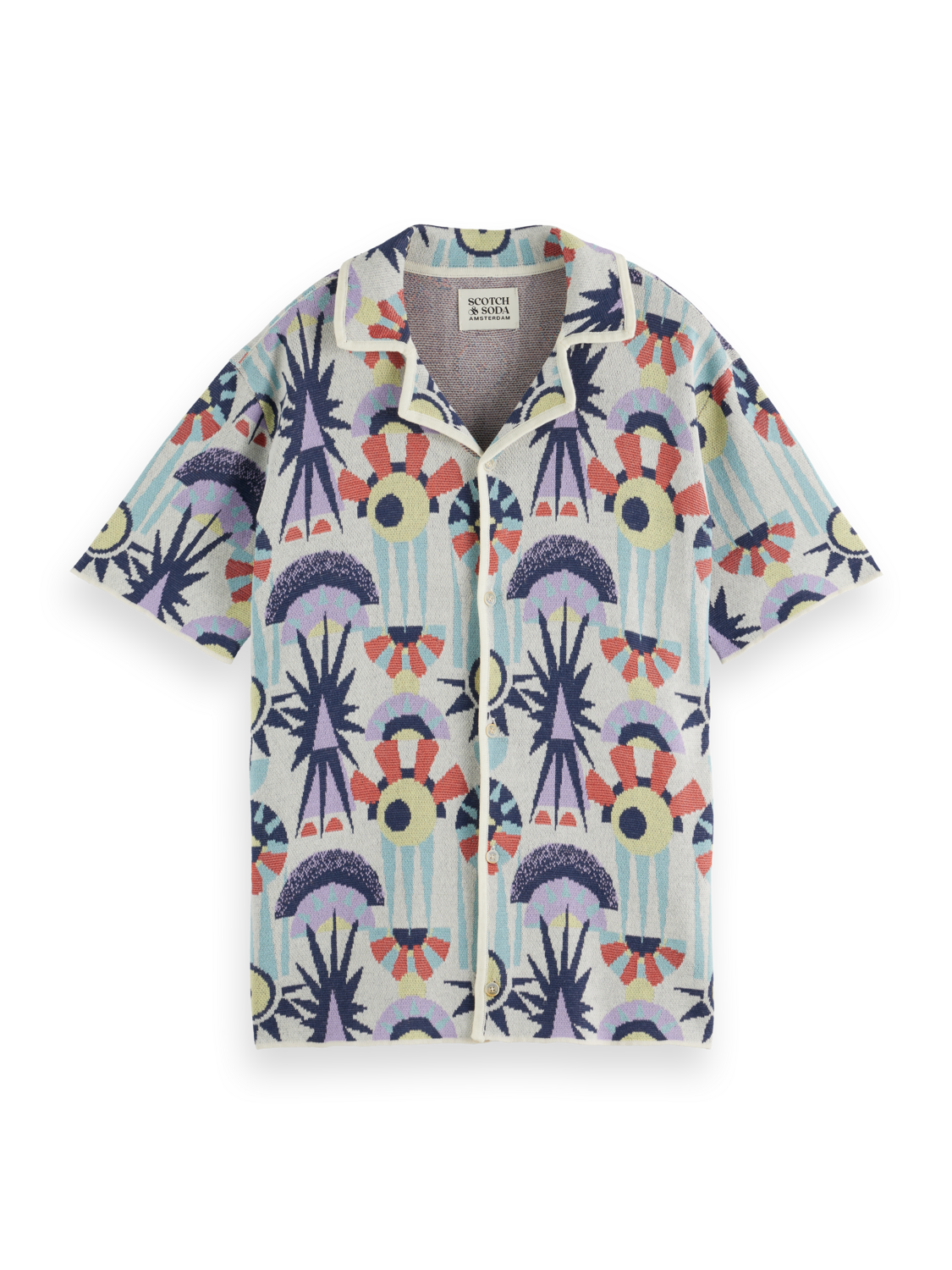 Jacquard Knit Short-Sleeved Shirt