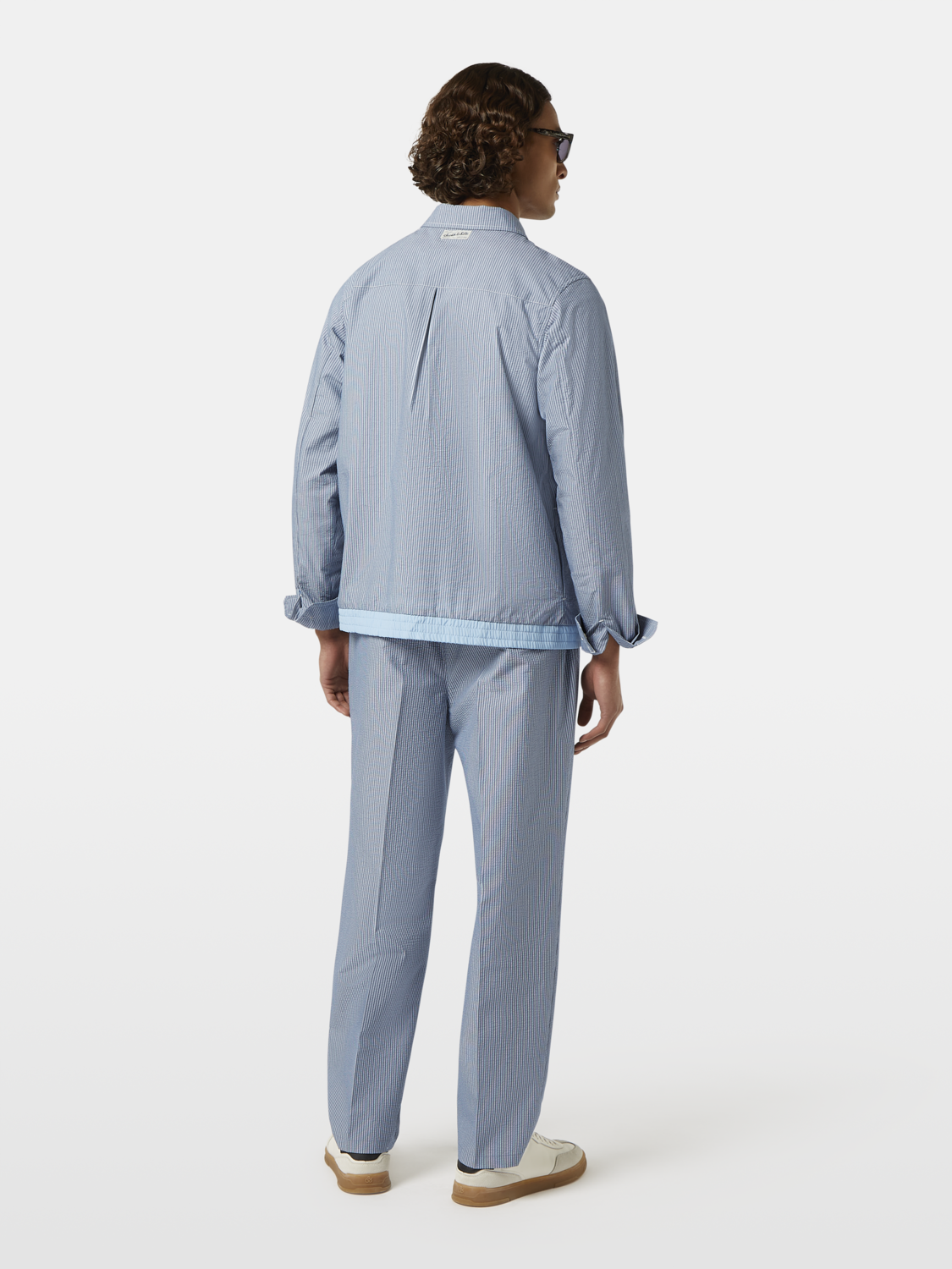 Nylon Trim Seersucker Overshirt