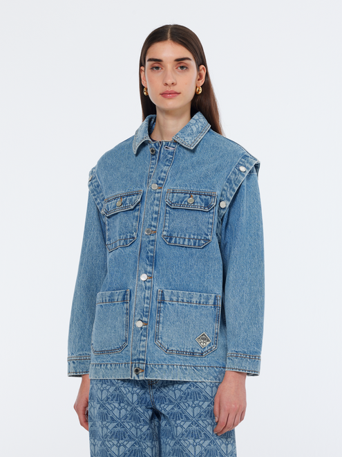 Jeansjacke mit abnehmbaren Ärmeln