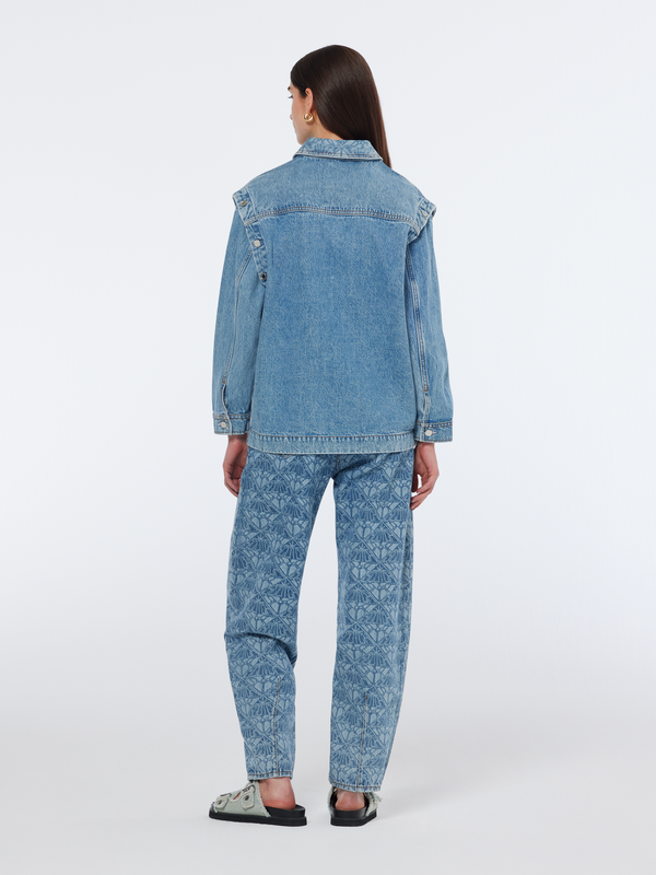 Washed Denim Jacket With Detachable Sleeves