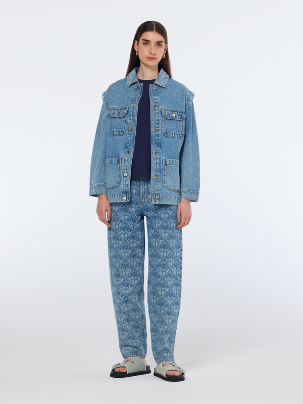 Washed Denim Jacket With Detachable Sleeves
