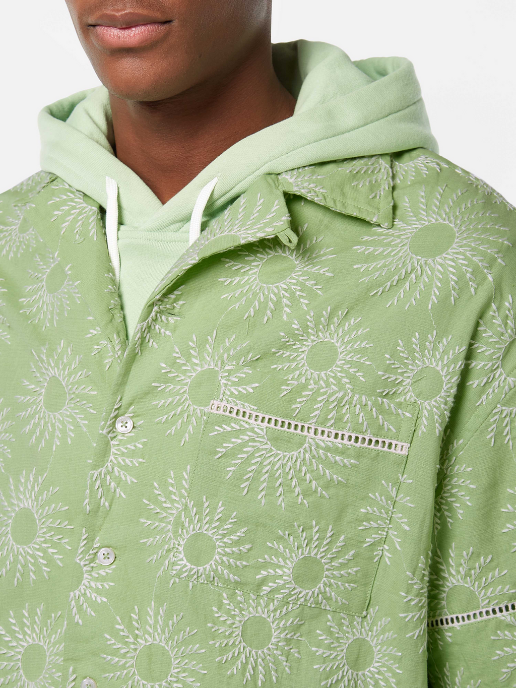 Relaxed-Fit Embroidered Linen-Blend Short Sleeve Shirt