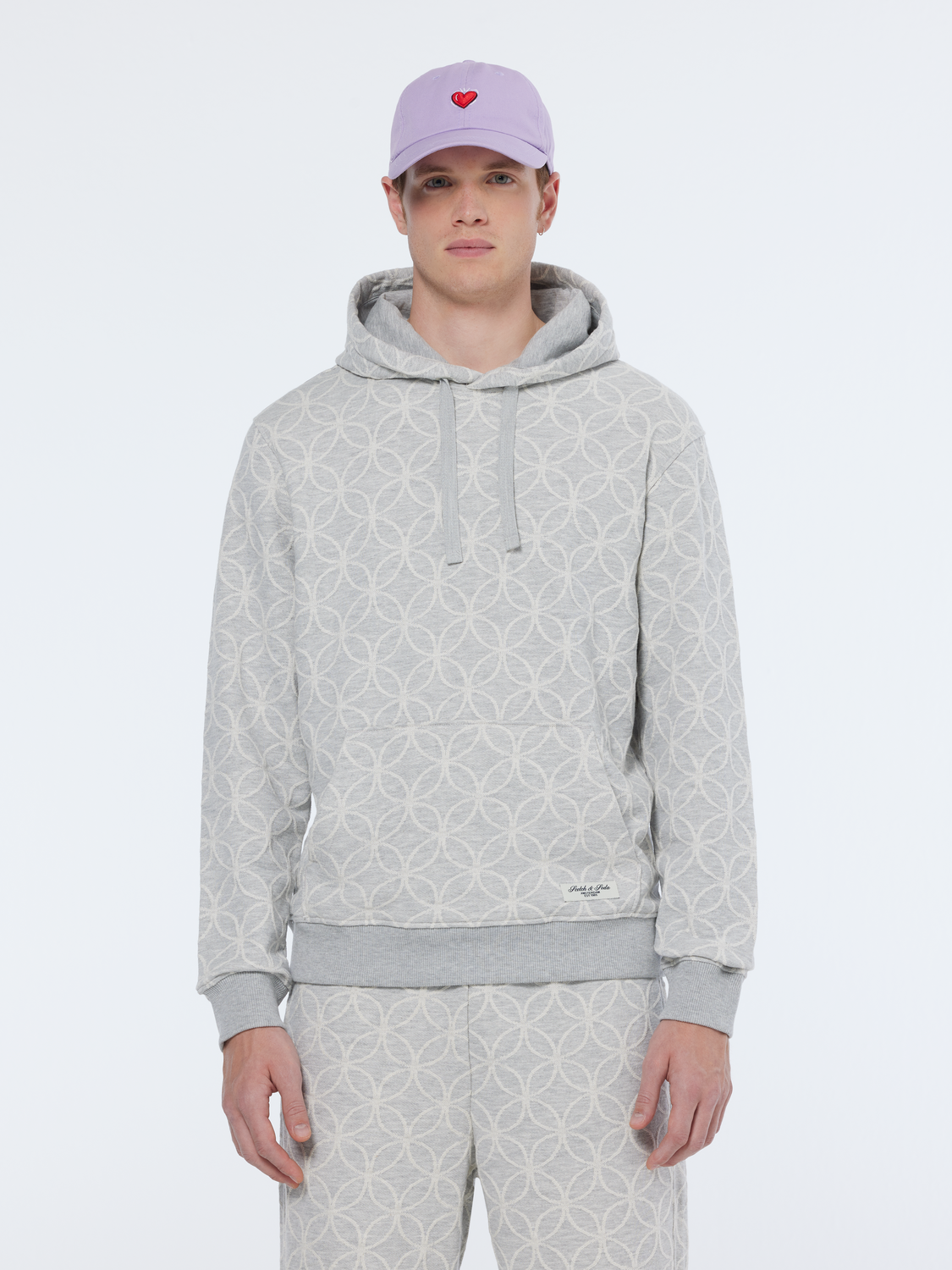 Sweat à capuche jacquard coupe classique