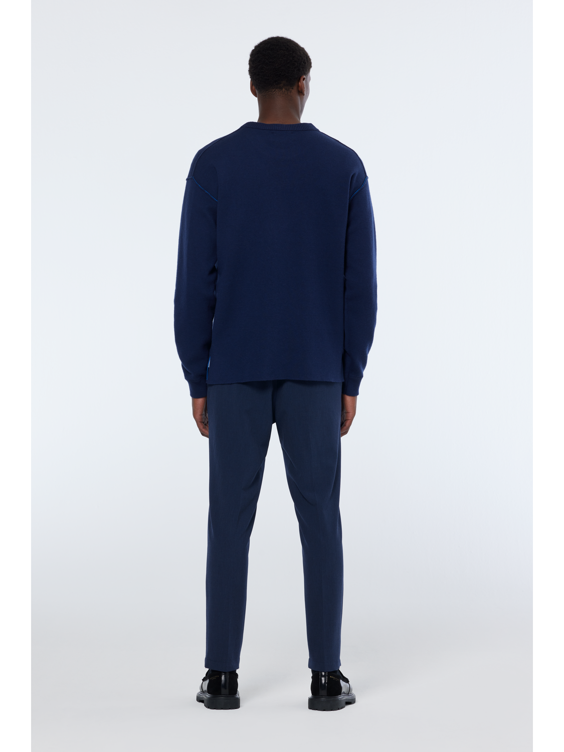 Merino Double Face Drop Shoulder Crewneck