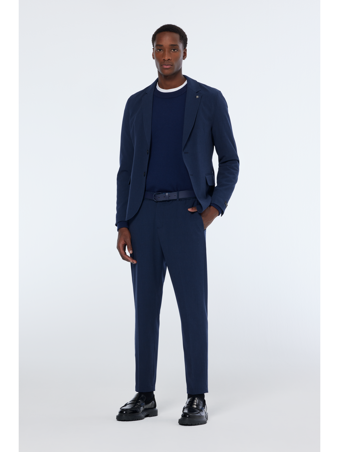 Merino Double Face Drop Shoulder Crewneck