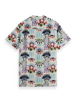 Printed Regular-Fit Viscose Short Sleeve Shirt