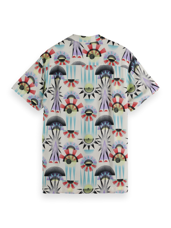 Printed Regular-Fit Viscose Short Sleeve Shirt