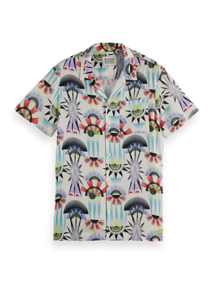 Printed Regular-Fit Viscose Short Sleeve Shirt