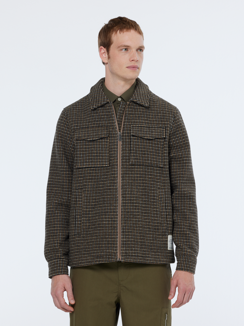 Wool-Blend Regular Fit Check Jacket