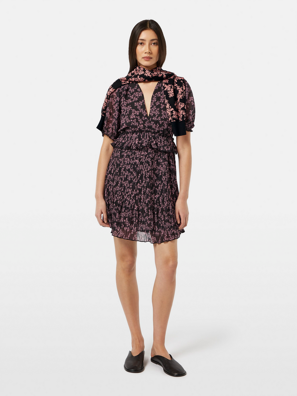 Floral Pleated Mini Dress
