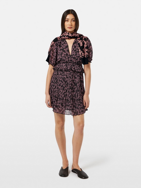 Floral Pleated Mini Dress