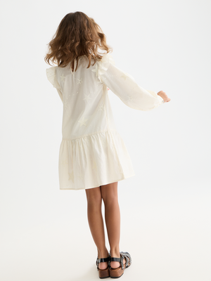 Mädchen Langarmkleid mit bestickter Borte