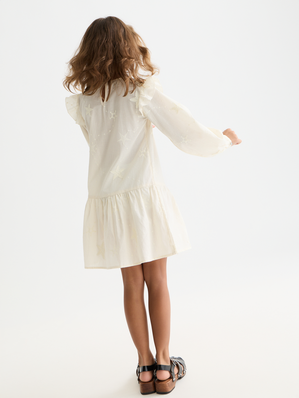 Mädchen Langarmkleid mit bestickter Borte