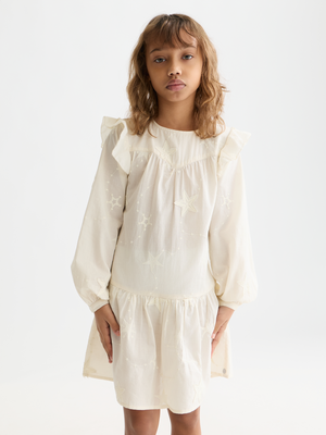 Mädchen Langarmkleid mit bestickter Borte