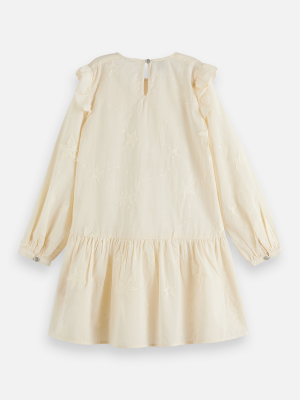 Mädchen Langarmkleid mit bestickter Borte