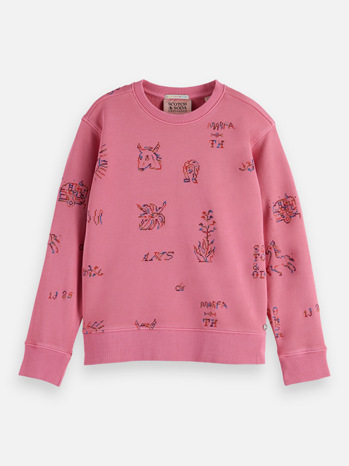 Girls' Crossstitch Embroidered Relaxedfit Sweatshirt