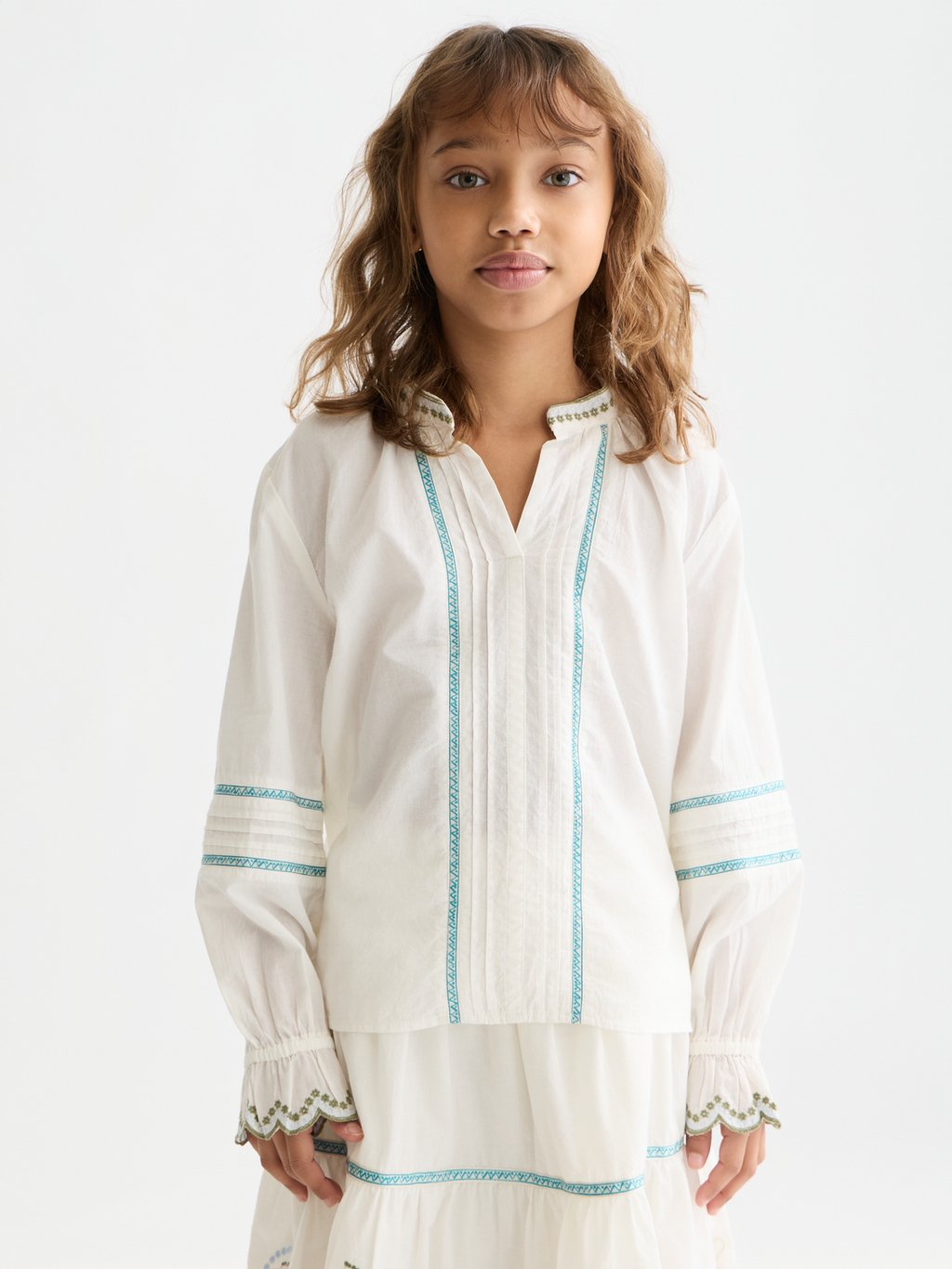 Embroidered Cuff Longsleeve Cotton Shirt