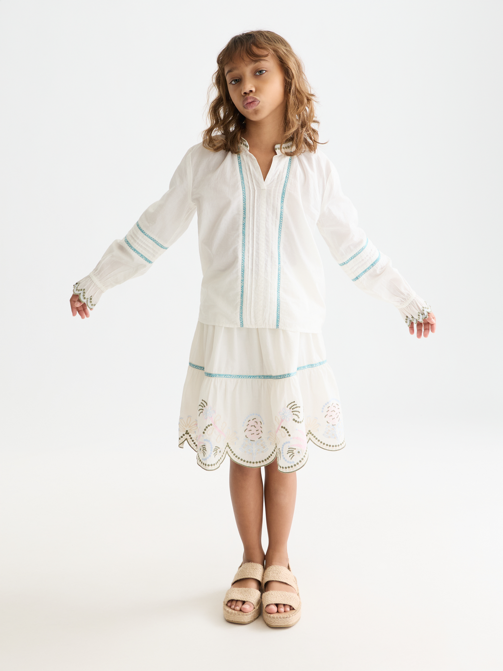 Embroidered Cuff Longsleeve Cotton Shirt
