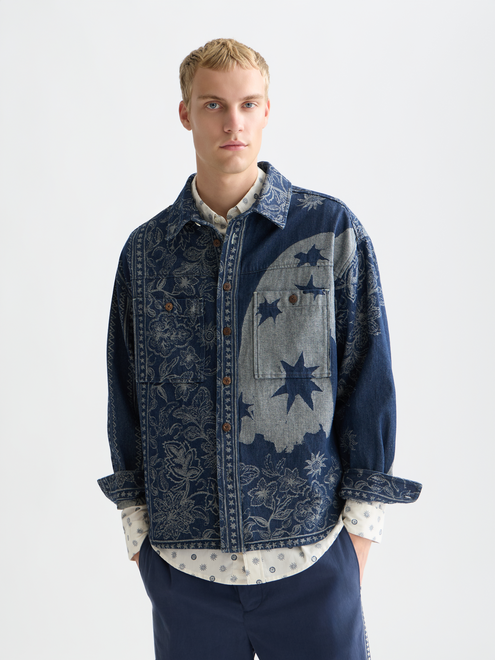 Denim-Jacquard-Overshirt