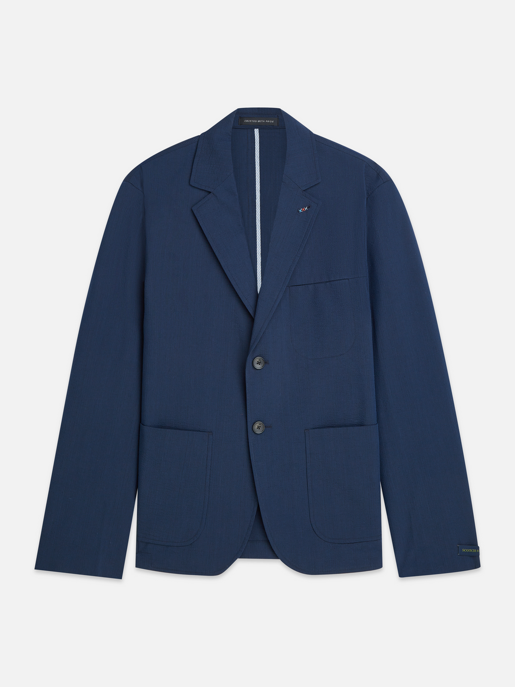 Unkonstruierter Blazer aus Baumwoll-Seersucker-Mischung