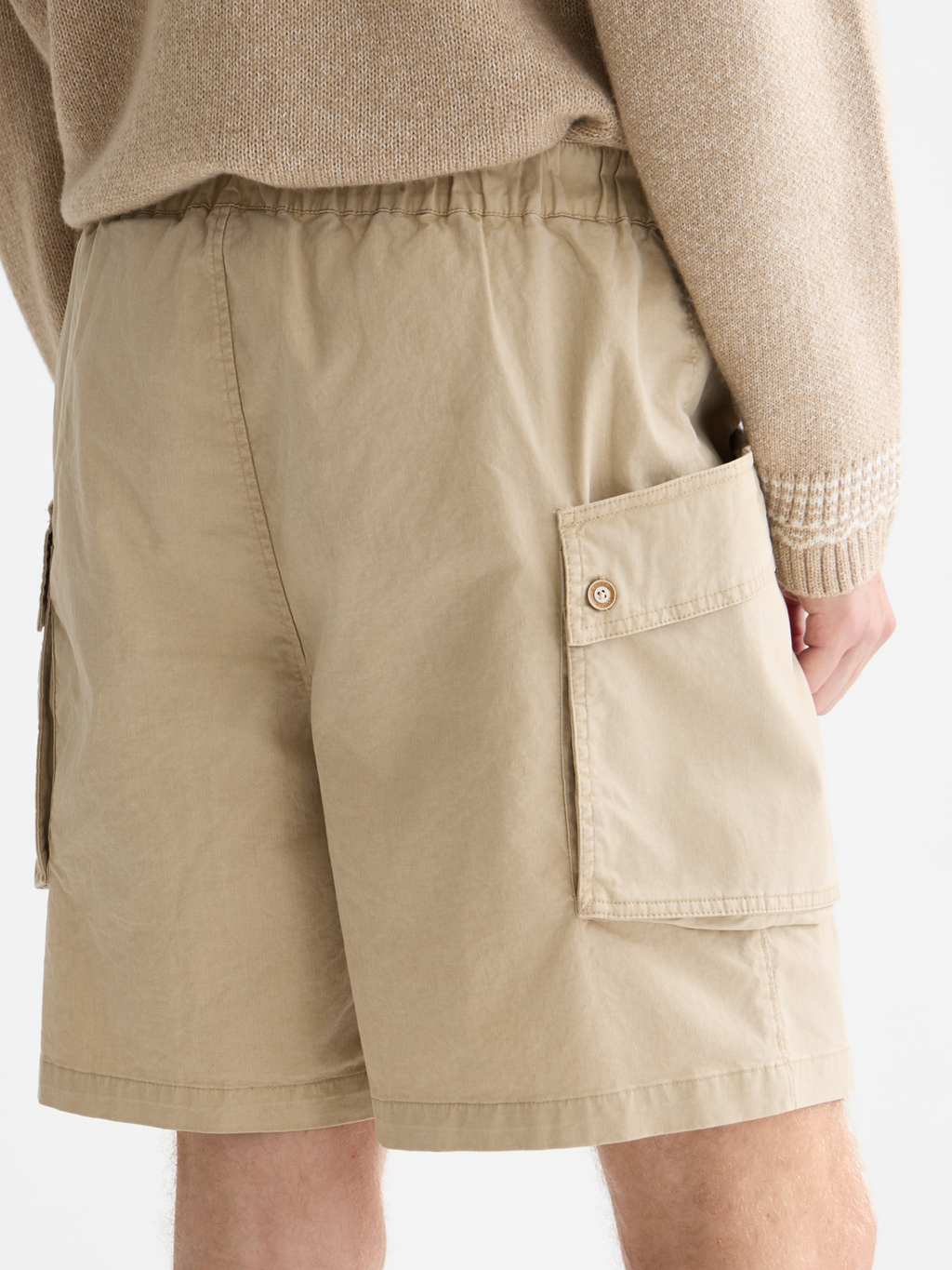 Washed Cottonblend Cargo Loosefit Bermuda Shorts