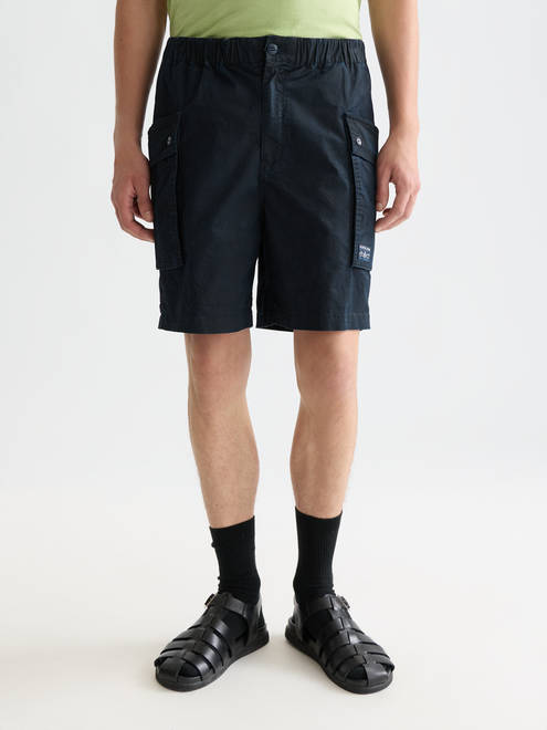Washed Cotton-Blend Cargo Loose-Fit Bermuda Shorts