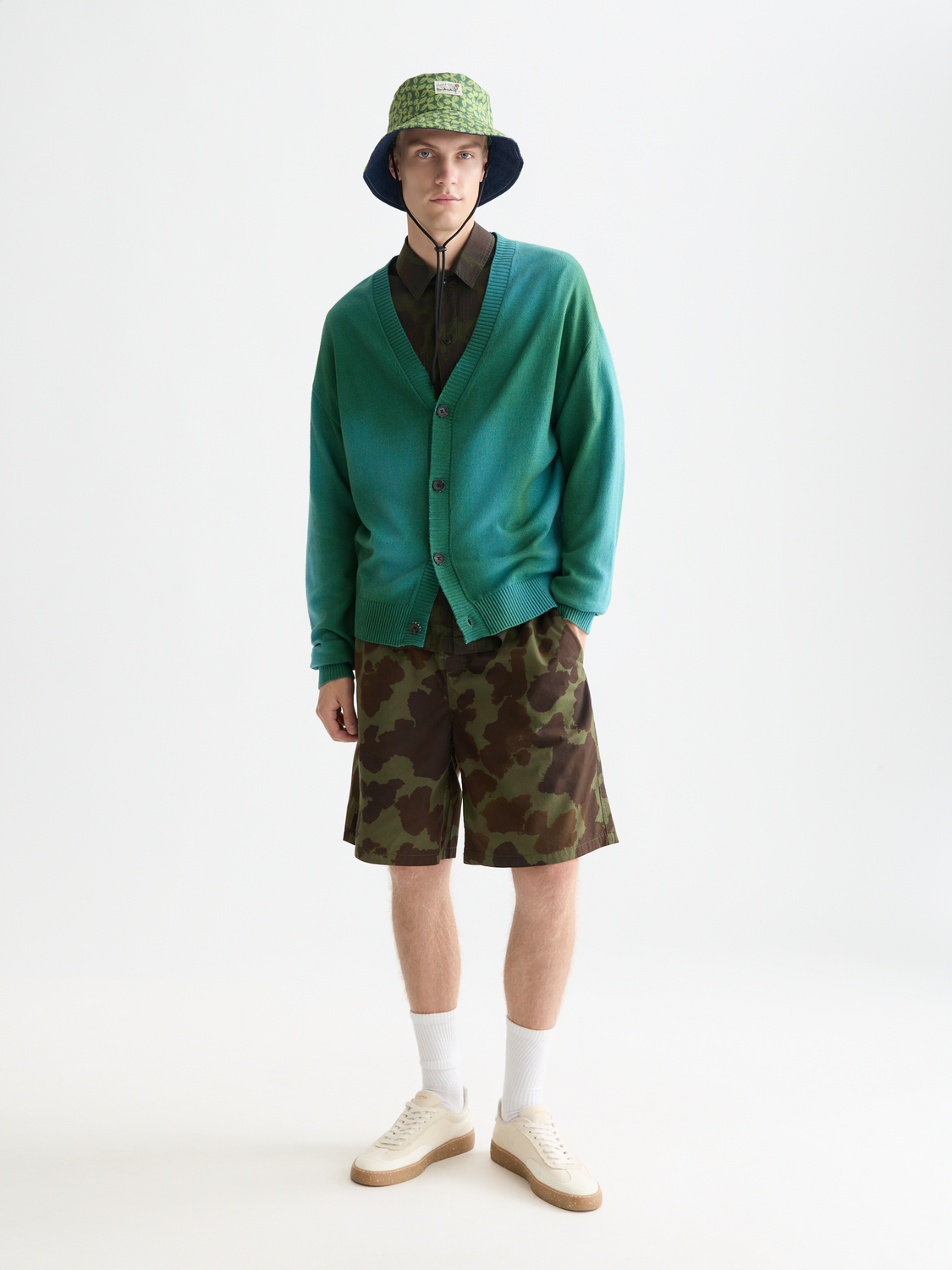 Shorts bermudas amples en popeline imprimée prélavée