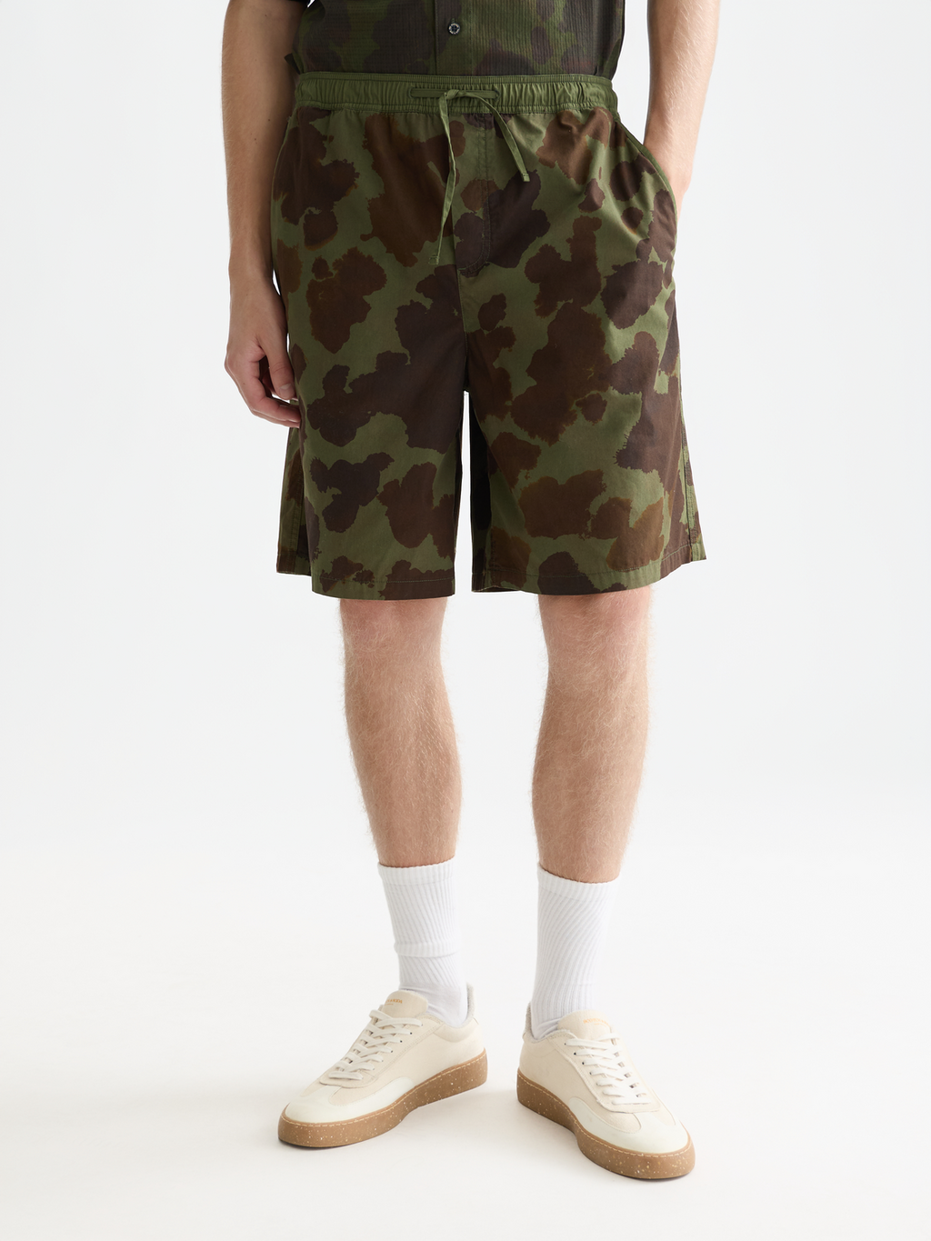 Shorts bermudas amples en popeline imprimée prélavée
