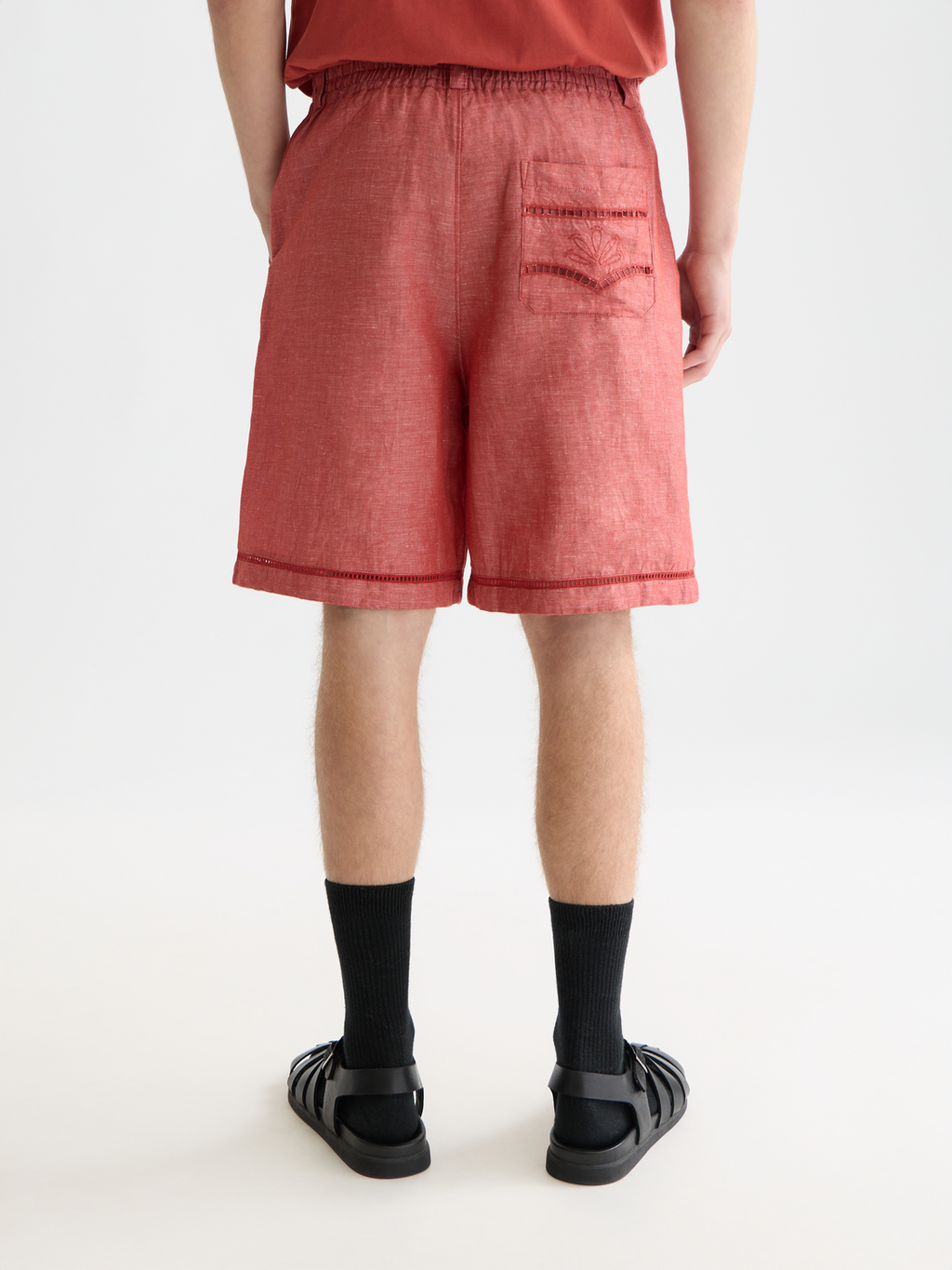 Embroidered Linen-Blend Wide-Fit Bermuda Shorts