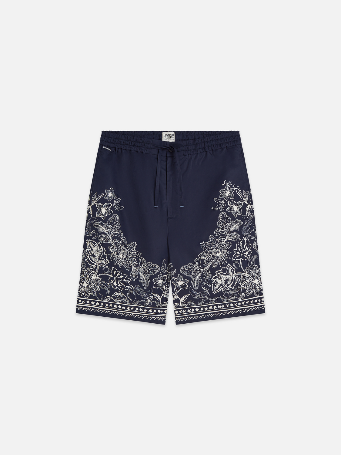 Bedruckte Bermuda-Shorts aus Baumwoll-Lyocell-Mix in weiter Passform