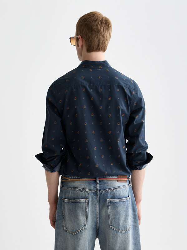 Chemise ajustée en coton imprimé
