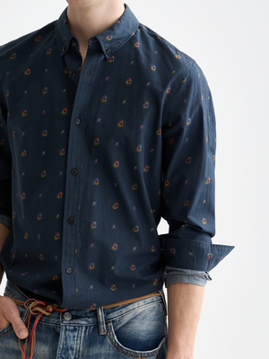 Chemise ajustée en coton imprimé
