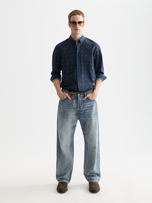 Chemise ajustée en coton imprimé