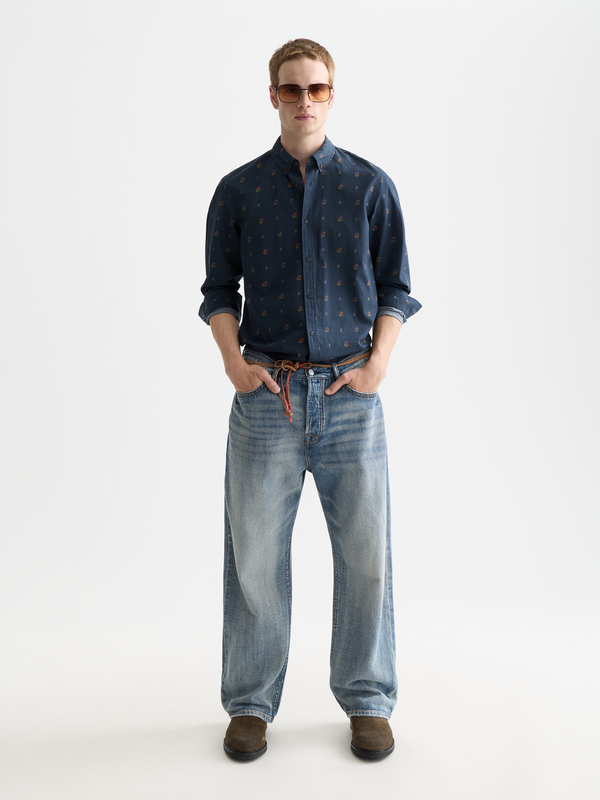 Chemise ajustée en coton imprimé