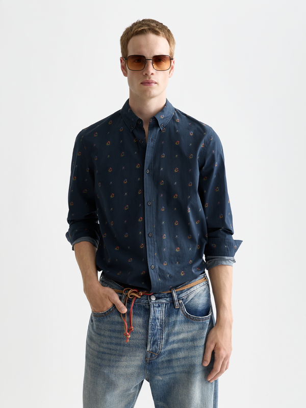 Chemise ajustée en coton imprimé