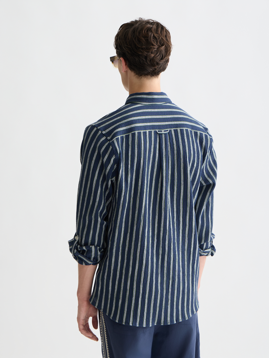 Chemise Rayée Texturée Coupe Droite